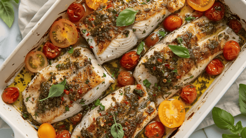 Baked Grouper with Herbs and Tomatoes